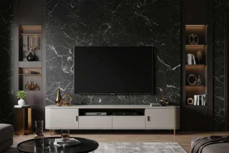 Sleek Black Media Wall in Bryn - Media Wall Experts UK_7_11zon