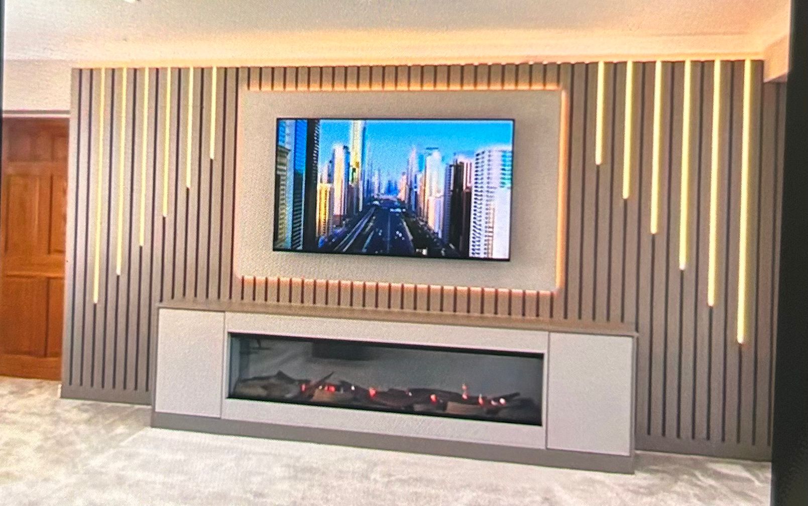 Feature Media Wall With Decorative Lighting