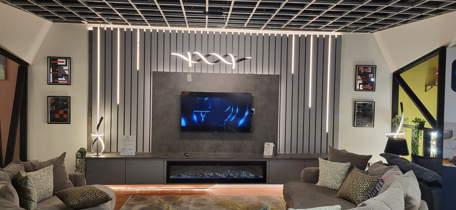 Minimal White Media Wall With Display Niches